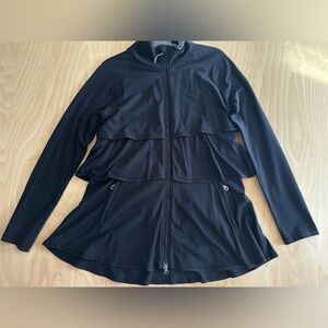 Athleta L Renew EUC Jacket Black Ruffle Tiered